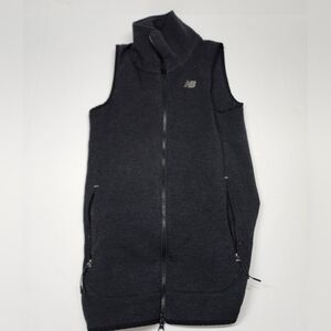 New Balance Vest Womens 247 Luxe Long Length Zip Size XS High Funnel Neck Fleece